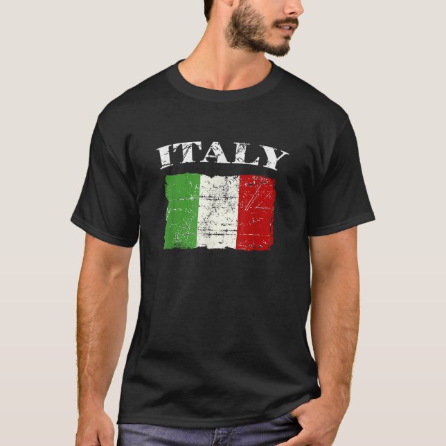 Camiseta Bandera de cosecha italiana Bandera retro de Itali (Anverso)