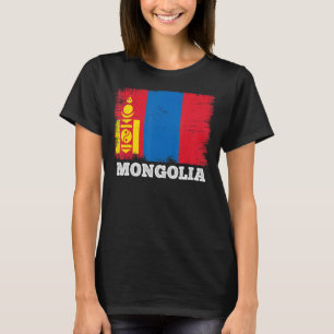 Camiseta Bandera de cosecha Mongolia Bandera retro mongol