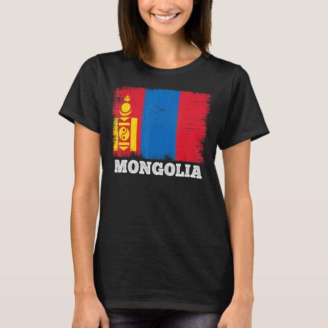 Camiseta Bandera de cosecha Mongolia Bandera retro mongol (Anverso)