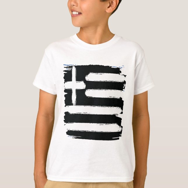 Camiseta Bandera de cosecha negra griega griega angustiada  (Anverso)