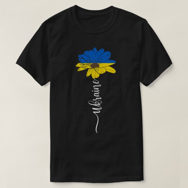 Camiseta Bandera de cosecha ucraniana de Ucrania de girasol (Diseño del anverso)