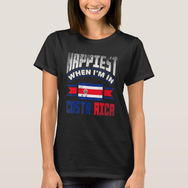 Camiseta Bandera De Costa Rica Más Feliz Cuando Estoy En Co (Anverso)