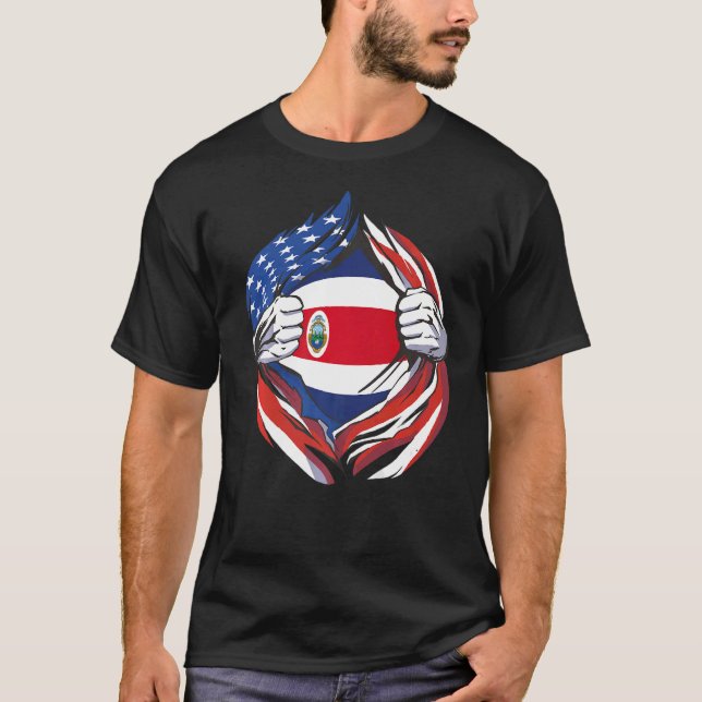 Camiseta Bandera de Costa Rica Orgullo americano de mi H co (Anverso)