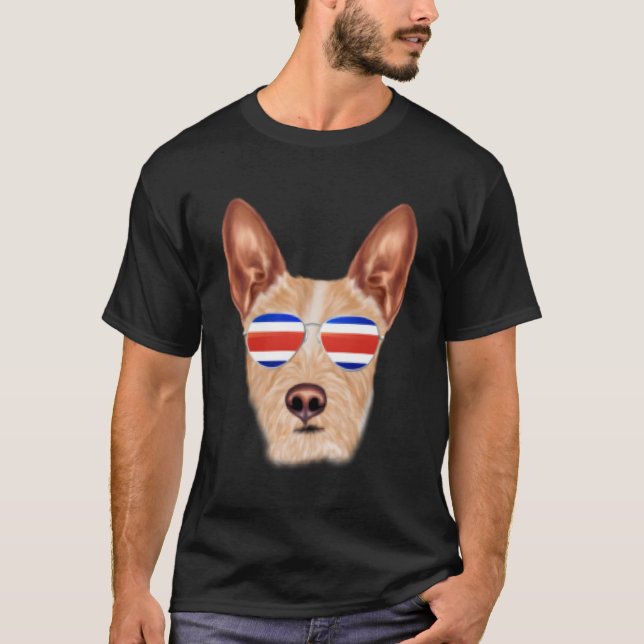 Camiseta Bandera de Costa Rica Portugués Podengo Pequeno Ti (Anverso)