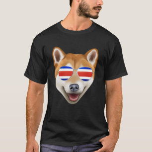 Camiseta Bandera de Costa Rica Shiba Inu Perro Tico Pocket
