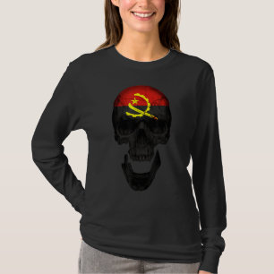 Camiseta Bandera De Cráneo Angola Vintage Retro Para Hombre