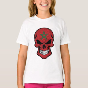 Camiseta Bandera de cráneo sonriente de Marruecos