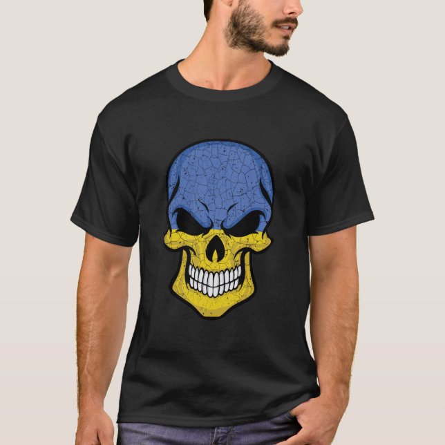Camiseta Bandera de cráneo sonriente de Ucrania  (Anverso)