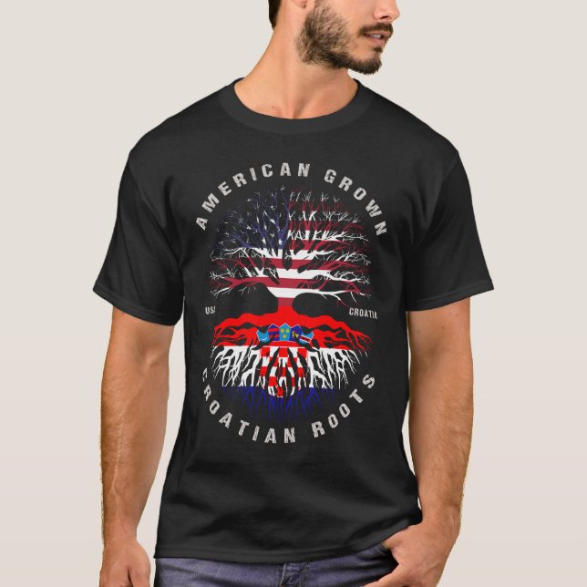 Camiseta Bandera de Croacia de raíces croatas cultivadas en (Anverso)