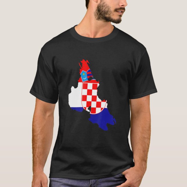 Camiseta Bandera de Croacia en el contorno de Krk (Anverso)