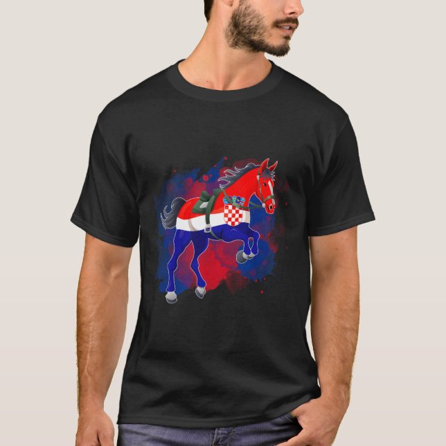 Camiseta Bandera de Croacia en equitación (Anverso)