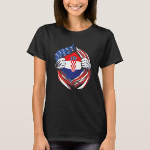 Camiseta Bandera de Croacia Orgullo americano de mi herenci