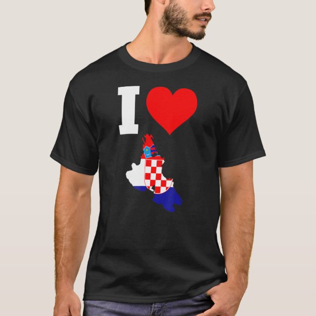 Camiseta Bandera de Croacia para Krk I Love Krk (Anverso)