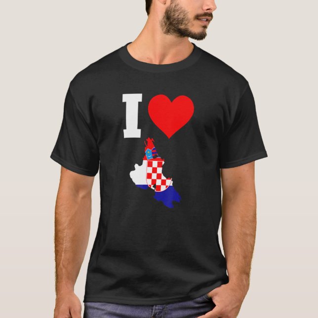 Camiseta Bandera de Croacia para Krk I Love Krk (Anverso)