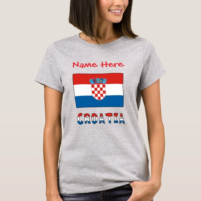 Camiseta Bandera de Croacia Personalizada para Mujer (Anverso)