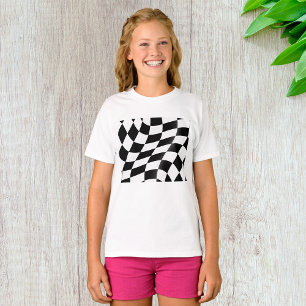 Camiseta Bandera de cuadros negros y blancos ondulados de c