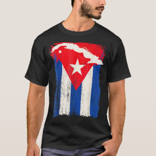 Camiseta Bandera de Cuba apoya mapa de país cubano gráfico 