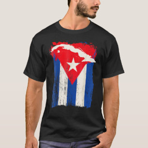 Camiseta Bandera de Cuba apoya mapa de país cubano gráfico