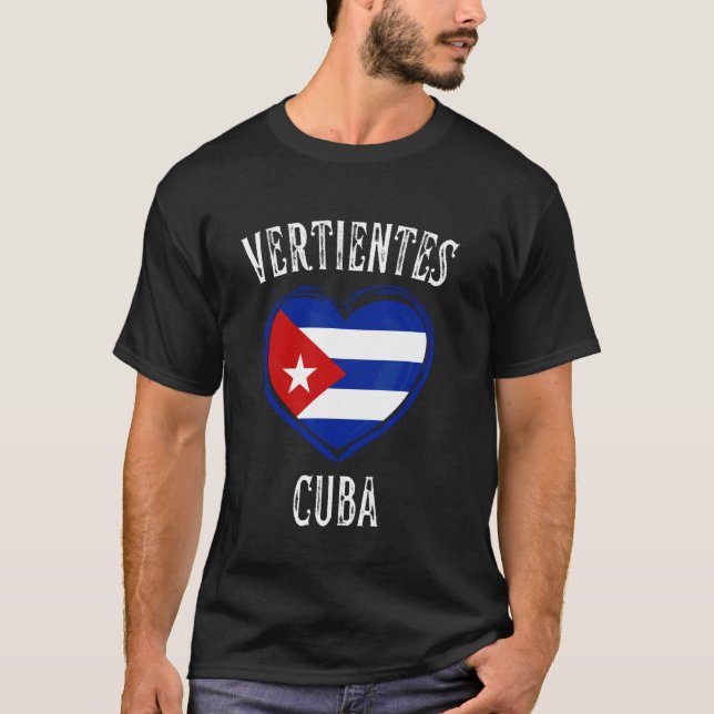 Camiseta Bandera de Cuba Corazón Ciudad Vertientes (Anverso)