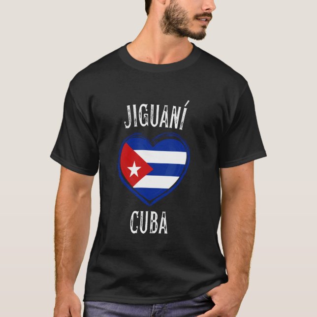 Camiseta Bandera de Cuba Corazón Jiguani (Anverso)