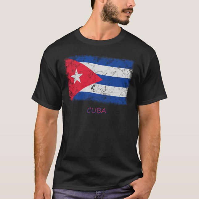 Camiseta Bandera de Cuba del Grunge (Anverso)