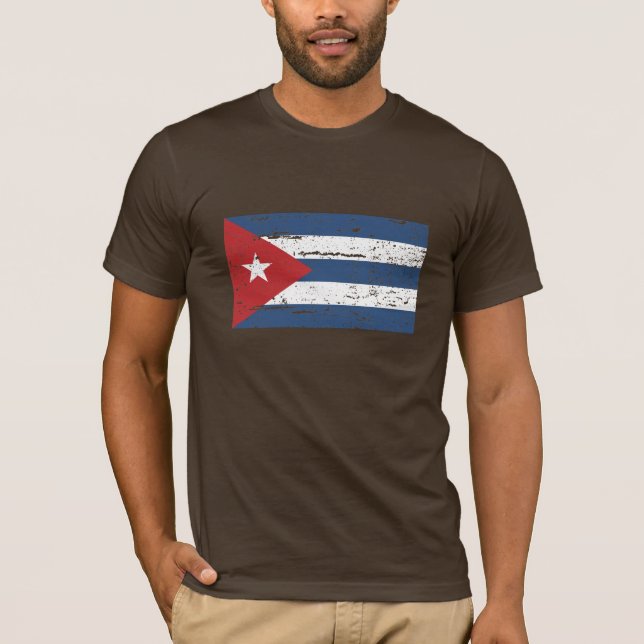 Camiseta Bandera de Cuba del vintage (Anverso)