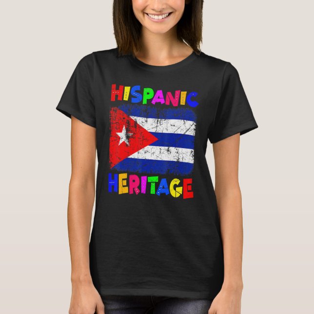 Camiseta Bandera de Cuba latina, mes de herencia hispánica  (Anverso)