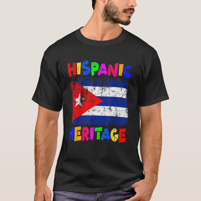 Camiseta Bandera de Cuba latina, mes de herencia hispánica  (Anverso)