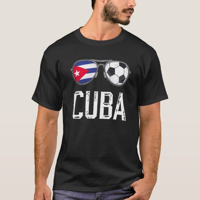 Camiseta Bandera de Cuba y fanático cubano del vidrio del s (Anverso)