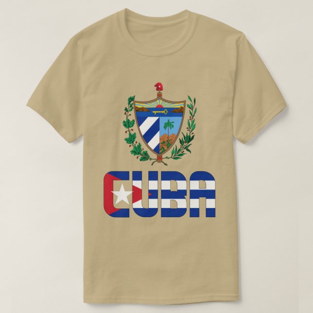 Camiseta Bandera de Cuba y Patriotismo del Escudo de Armas (Diseño del anverso)