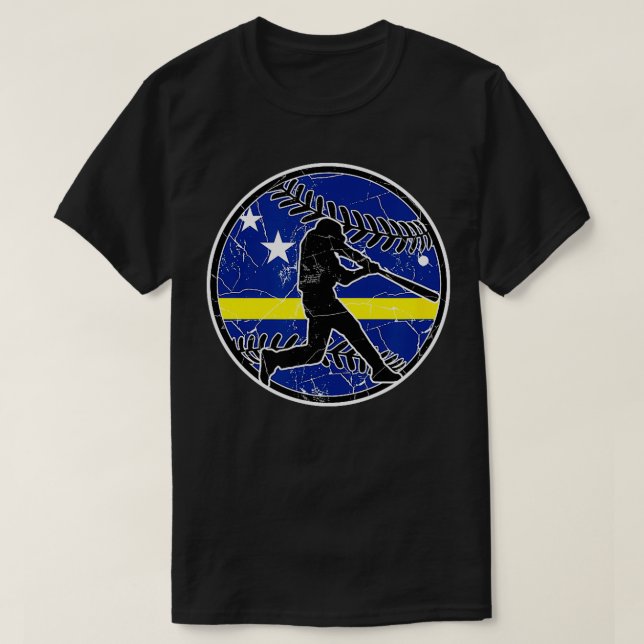 Camiseta Bandera de Curazao Béisbol Hijita de béisbol Cur d (Diseño del anverso)