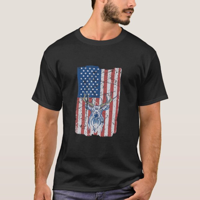 Camiseta Bandera de Deer USA | Caza de ciervos divertidos p (Anverso)