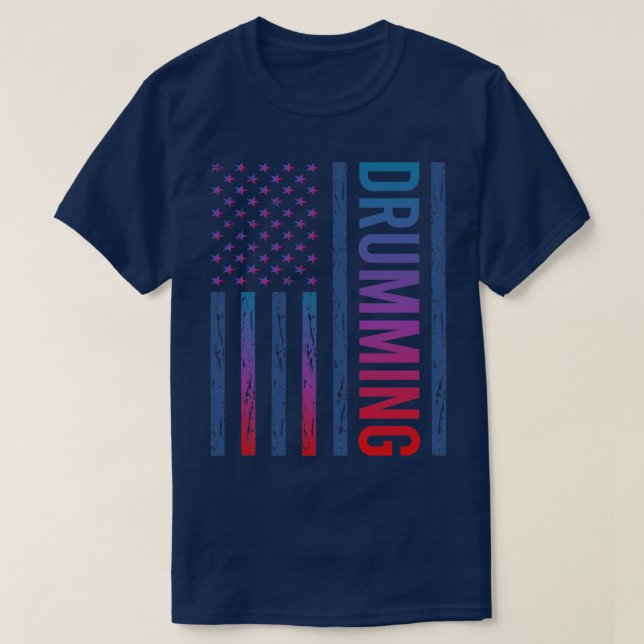 Camiseta Bandera de degradado tambor tambor tambor tambor (Diseño del anverso)