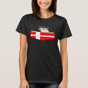 Camiseta Bandera de Dinamarca Cavalier Rey Charles Spaniel
