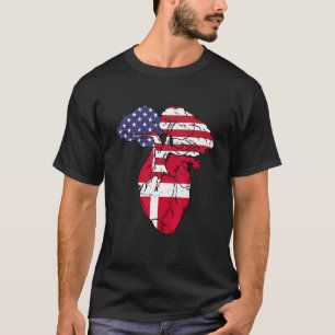 Camiseta Bandera de Dinamarca Corazón de Orgullo Danés
