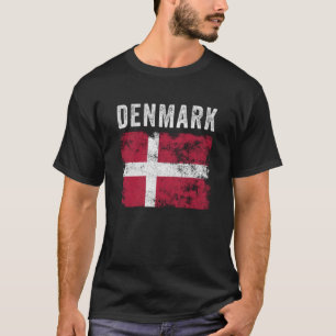 Camiseta Bandera de Dinamarca Distressed Hombres Mujeres Ni