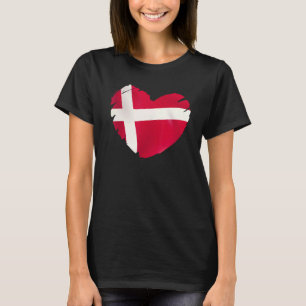 Camiseta Bandera De Dinamarca En Forma De Corazón Dinamarca