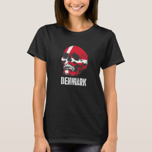 Camiseta Bandera de Dinamarca Skull Patriótico del Orgullo 