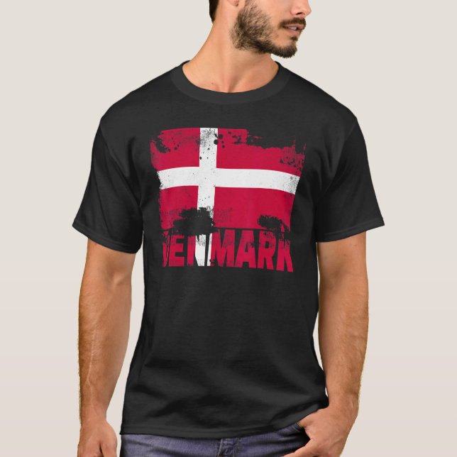 Camiseta Bandera de Dinamarca Trav de gramaje danés con pro (Anverso)