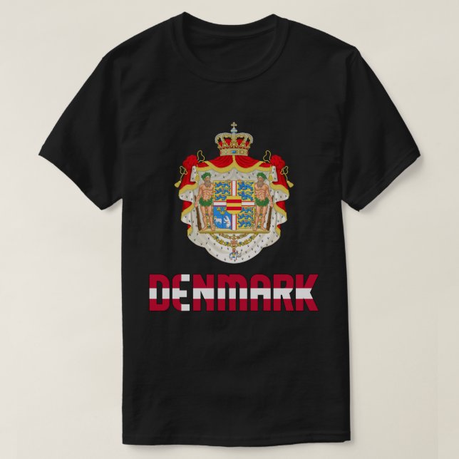 Camiseta Bandera de Dinamarca y Patriótico Del Escudo De Ar (Diseño del anverso)