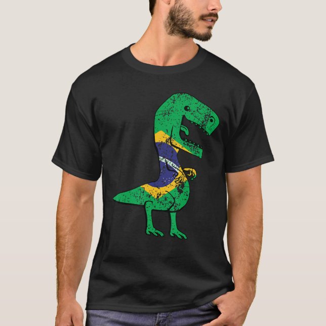 Camiseta Bandera de Dinosaurio Brasil (Anverso)