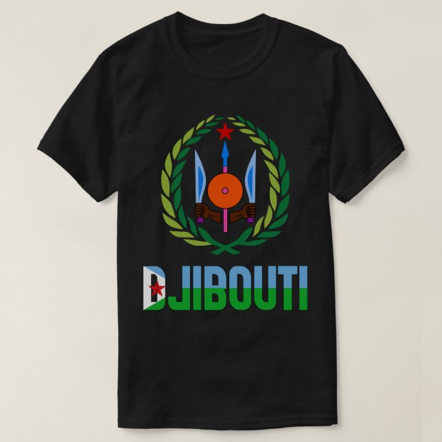 Camiseta Bandera de Djibouti y Patriótico Del Escudo De Arm (Diseño del anverso)