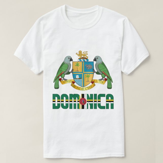 Camiseta Bandera de Dominica y Patriótico Del Escudo De Arm (Diseño del anverso)