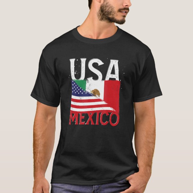 Camiseta Bandera De Eagle Mexicana Bandera Estadounidense H (Anverso)