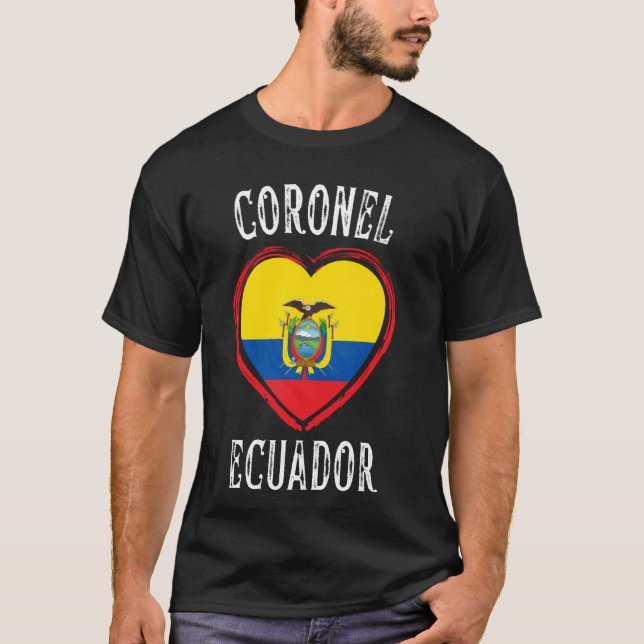 Camiseta Bandera De Ecuador Corazón Ciudad Coronel (Anverso)
