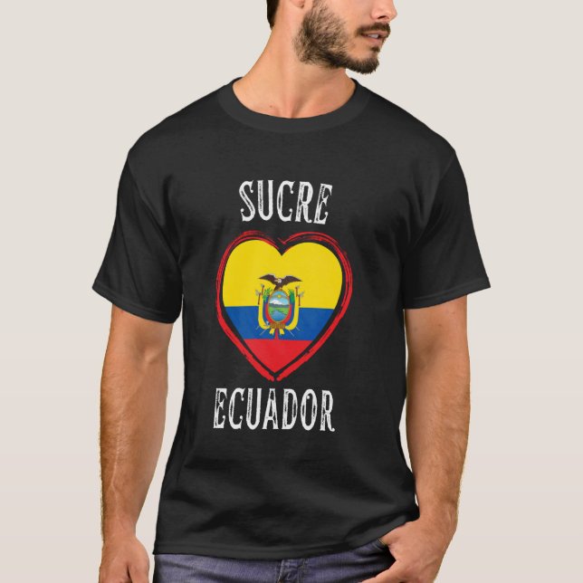 Camiseta Bandera de Ecuador Corazón Ciudad Sucre (Anverso)
