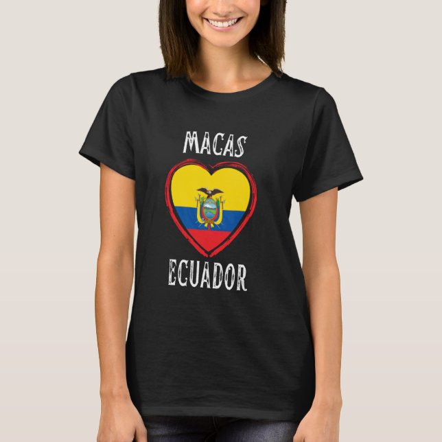 Camiseta Bandera de Ecuador Corazón Macas (Anverso)