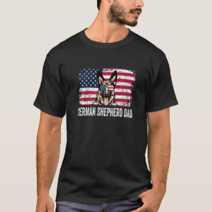 Camiseta Bandera De Ee. Uu. Afligida Pastor Alemán Papá Día