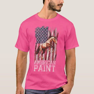 Camiseta Bandera De Ee. Uu. Amante Del Caballo De Pintura A