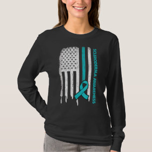 Camiseta Bandera De Ee.Uu. Cinta Verde azulada Scleroderma